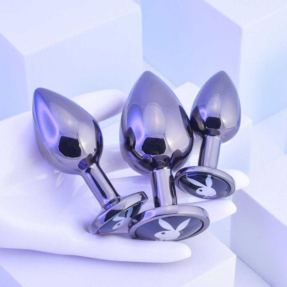 Playboy Pleasure PLEASURE 3 WAYS - Metal Butt Plugs - Set of 3 Sizes - PB-BP-2253-2