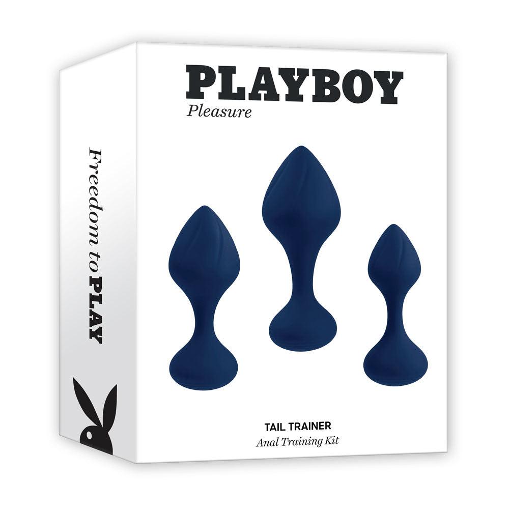 Playboy Pleasure TAIL TRAINER - Black Butt Plugs - Set of 3 Sizes - PB-BP-2307-2