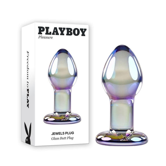 Playboy Pleasure JEWELS PLUG - Clear Glass 8.5 cm Butt Plug - PB-GL-4233-2