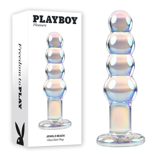 Playboy Pleasure JEWELS BEADS - Clear Glass 12 cm Anal Beads - PB-GL-4240-2