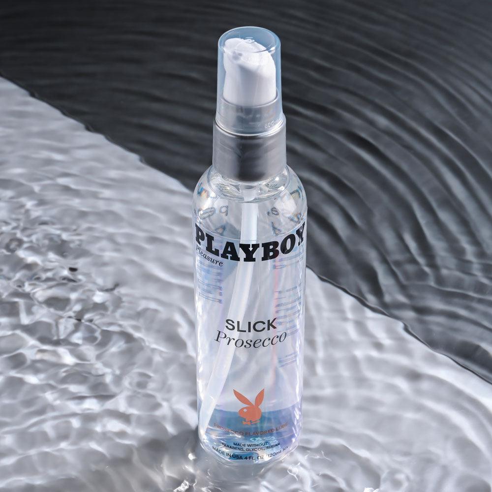 Playboy Pleasure SLICK PROSECCO - 120 ml - Prosecco Flavoured Water Based Lubricant - 120 ml Bottle - PB-LQ-2161-2