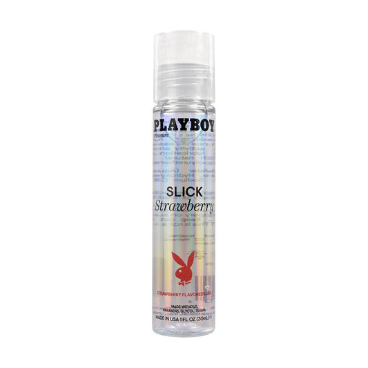 Playboy Pleasure SLICK STRAWBERRY - 30 ml - Strawberry Flavoured Water Based Lubricant - 30 ml Bottle - PB-LQ-2208-2