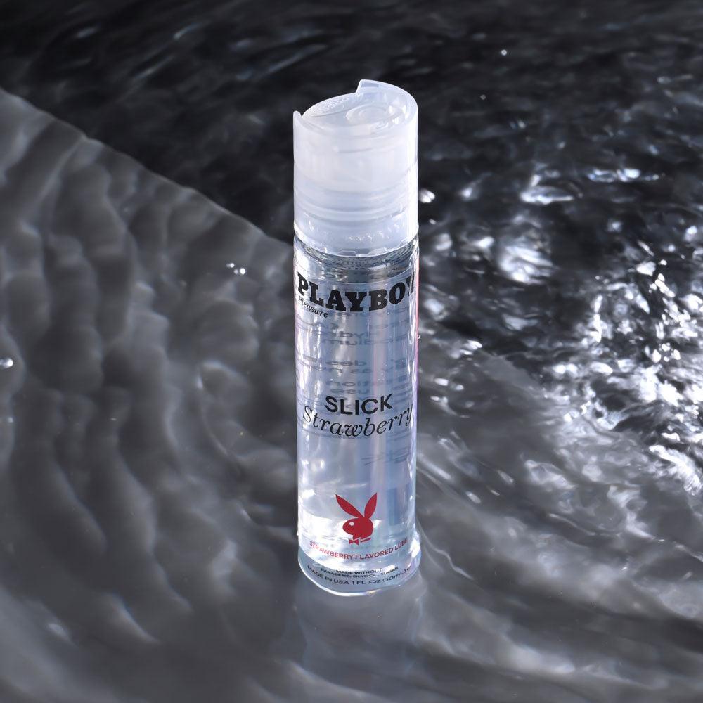 Playboy Pleasure SLICK STRAWBERRY - 30 ml - Strawberry Flavoured Water Based Lubricant - 30 ml Bottle - PB-LQ-2208-2