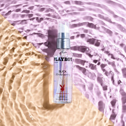 Playboy Pleasure SLICK STRAWBERRY - 60 ml - Strawberry Flavoured Water Based Lubricant - 60 ml Bottle - PB-LQ-2215-2