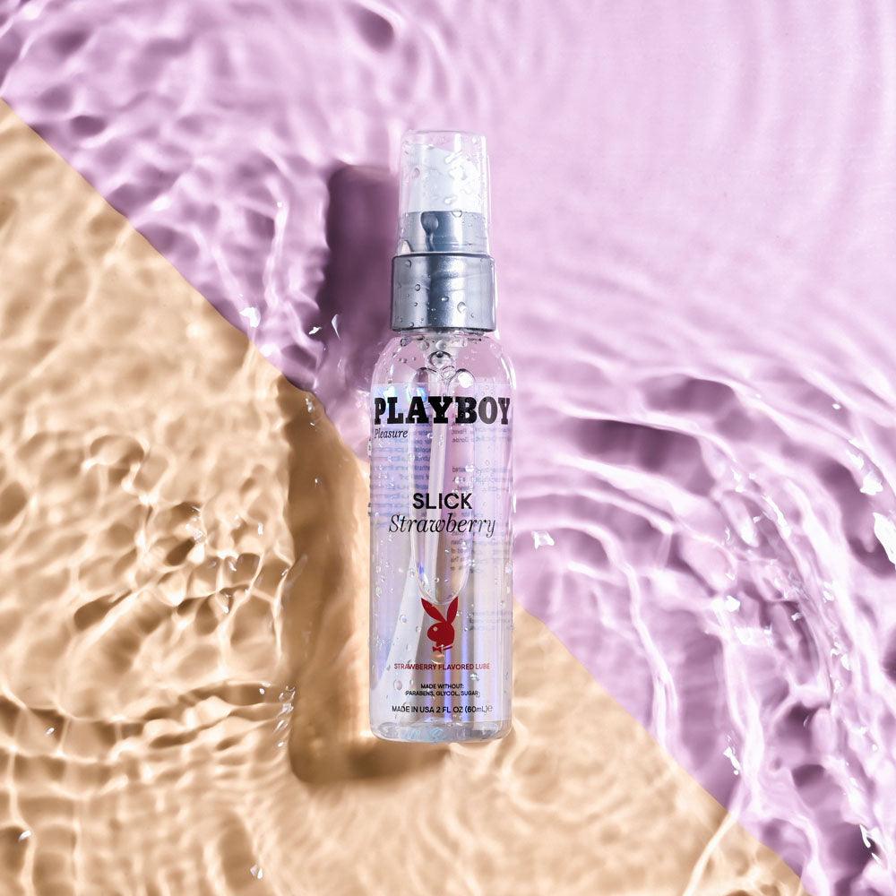 Playboy Pleasure SLICK STRAWBERRY - 60 ml - Strawberry Flavoured Water Based Lubricant - 60 ml Bottle - PB-LQ-2215-2