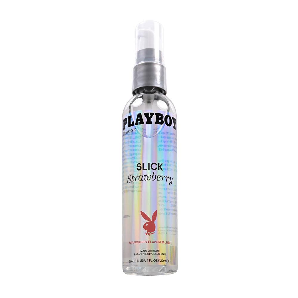 Playboy Pleasure SLICK STRAWBERRY - 120 ml - Strawberry Flavoured Water Based Lubricant - 120 ml Bottle - PB-LQ-2932-2