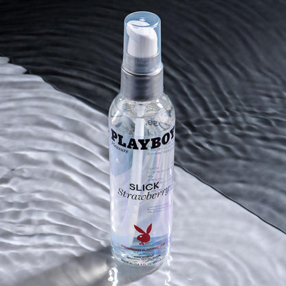 Playboy Pleasure SLICK STRAWBERRY - 120 ml - Strawberry Flavoured Water Based Lubricant - 120 ml Bottle - PB-LQ-2932-2