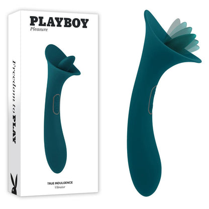 Playboy Pleasure TRUE INDULGENCE - Teal 21.3 cm USB Rechargeable Vibrator with Flicking Tip - PB-RS-1560-2