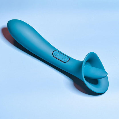 Playboy Pleasure TRUE INDULGENCE - Teal 21.3 cm USB Rechargeable Vibrator with Flicking Tip - PB-RS-1560-2