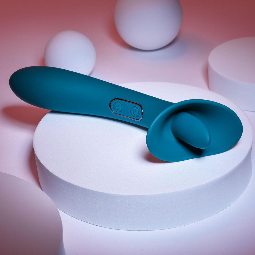 Playboy Pleasure TRUE INDULGENCE - Teal 21.3 cm USB Rechargeable Vibrator with Flicking Tip - PB-RS-1560-2