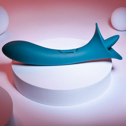 Playboy Pleasure TRUE INDULGENCE - Teal 21.3 cm USB Rechargeable Vibrator with Flicking Tip - PB-RS-1560-2