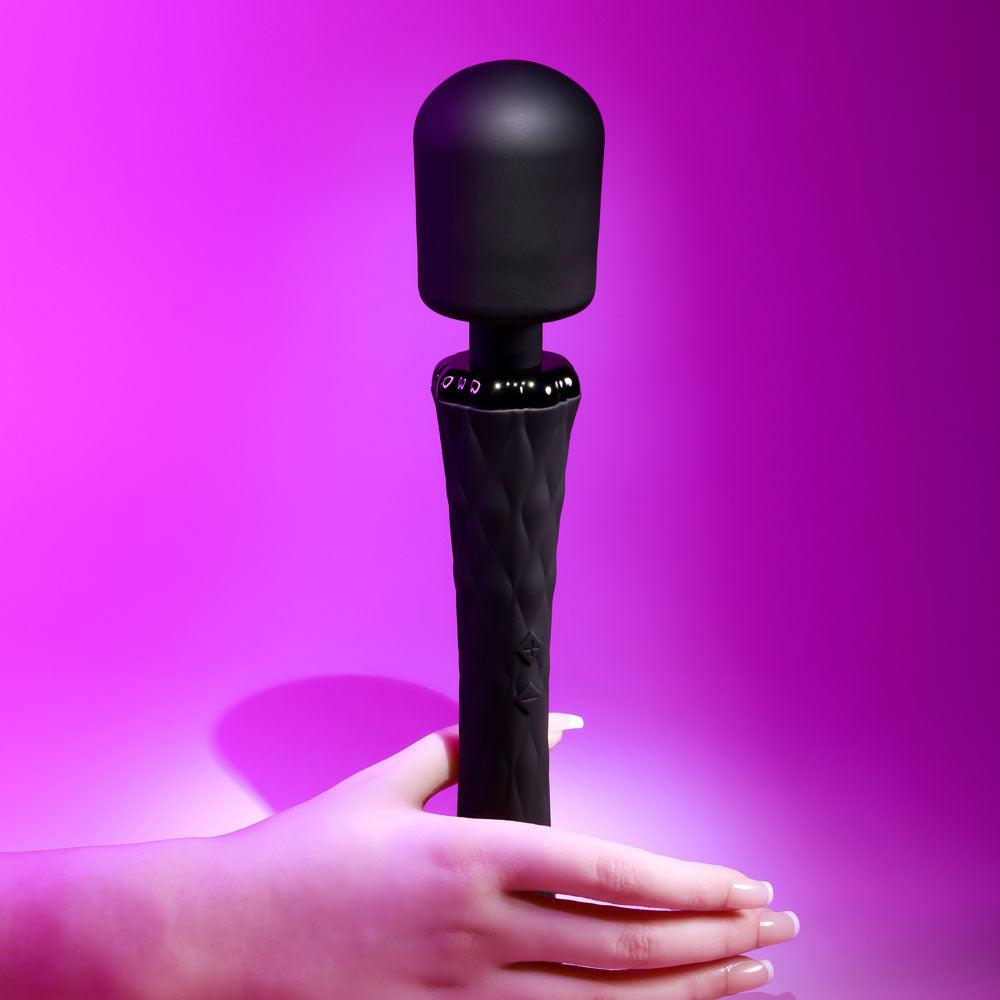 Playboy Pleasure ROYAL - Black 29.2 cm USB Rechargeable Massage Wand - PB-RS-2246-2