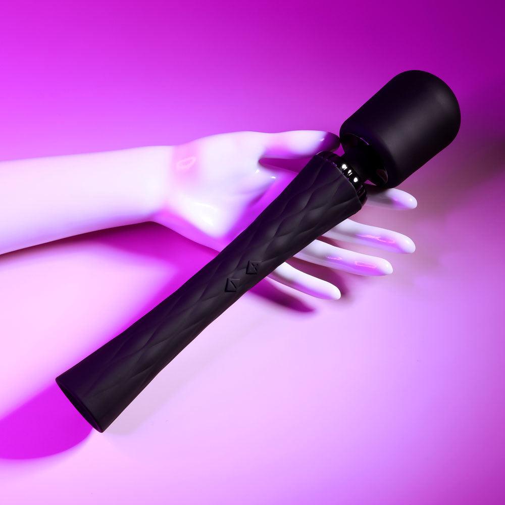 Playboy Pleasure ROYAL - Black 29.2 cm USB Rechargeable Massage Wand - PB-RS-2246-2