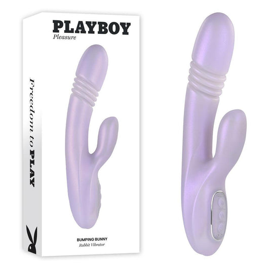 Playboy Pleasure BUMPING BUNNY - Opal 22.9 cm USB Rechargeable Thrusting & Warming Rabbit Vibrator - PB-RS-2369-2