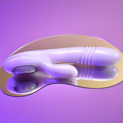 Playboy Pleasure BUMPING BUNNY - Opal 22.9 cm USB Rechargeable Thrusting & Warming Rabbit Vibrator - PB-RS-2369-2