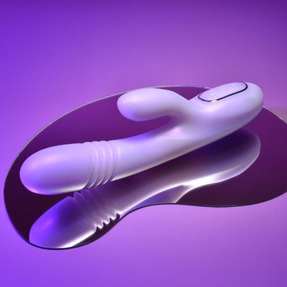 Playboy Pleasure BUMPING BUNNY - Opal 22.9 cm USB Rechargeable Thrusting & Warming Rabbit Vibrator - PB-RS-2369-2