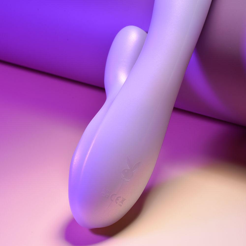 Playboy Pleasure BUMPING BUNNY - Opal 22.9 cm USB Rechargeable Thrusting & Warming Rabbit Vibrator - PB-RS-2369-2