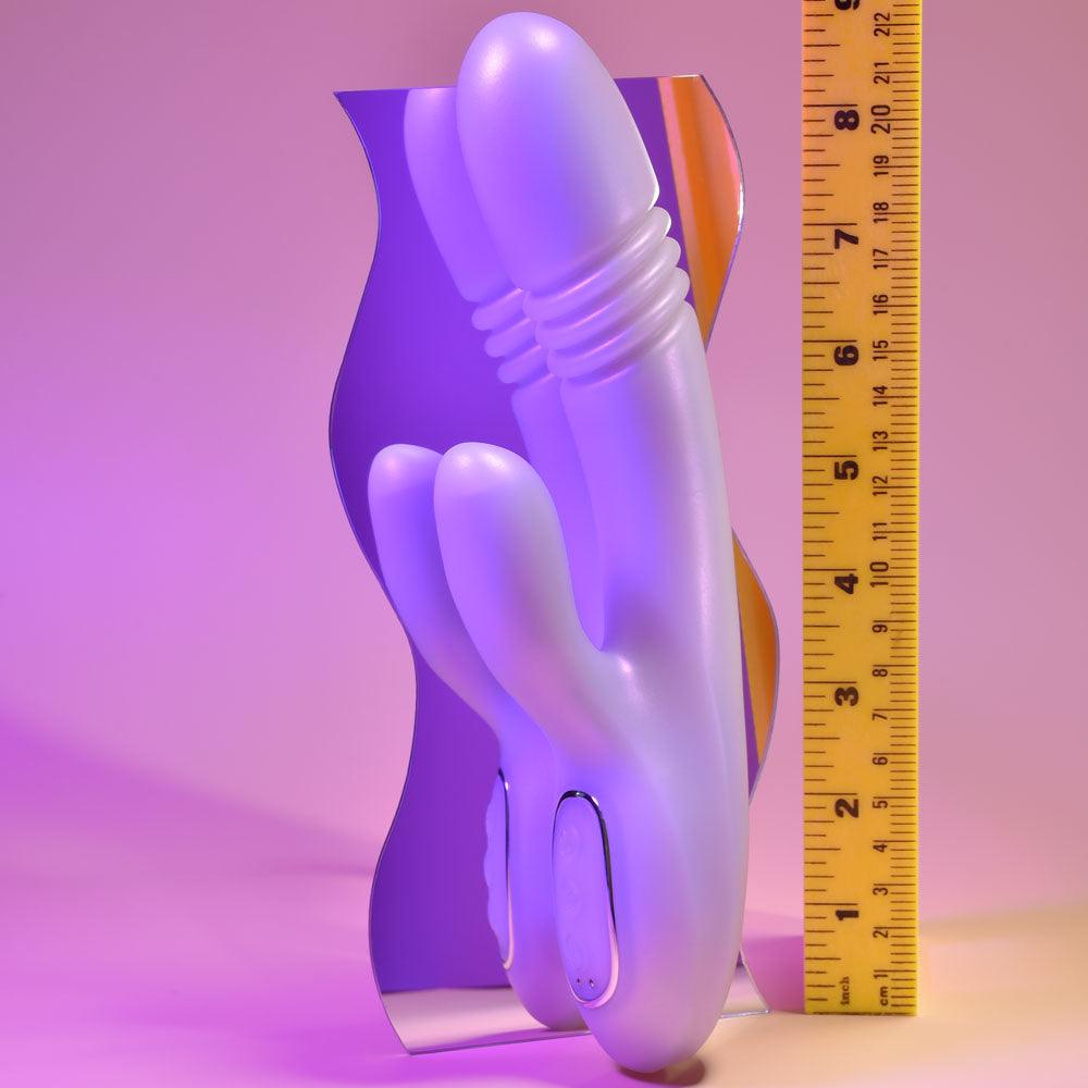 Playboy Pleasure BUMPING BUNNY - Opal 22.9 cm USB Rechargeable Thrusting & Warming Rabbit Vibrator - PB-RS-2369-2