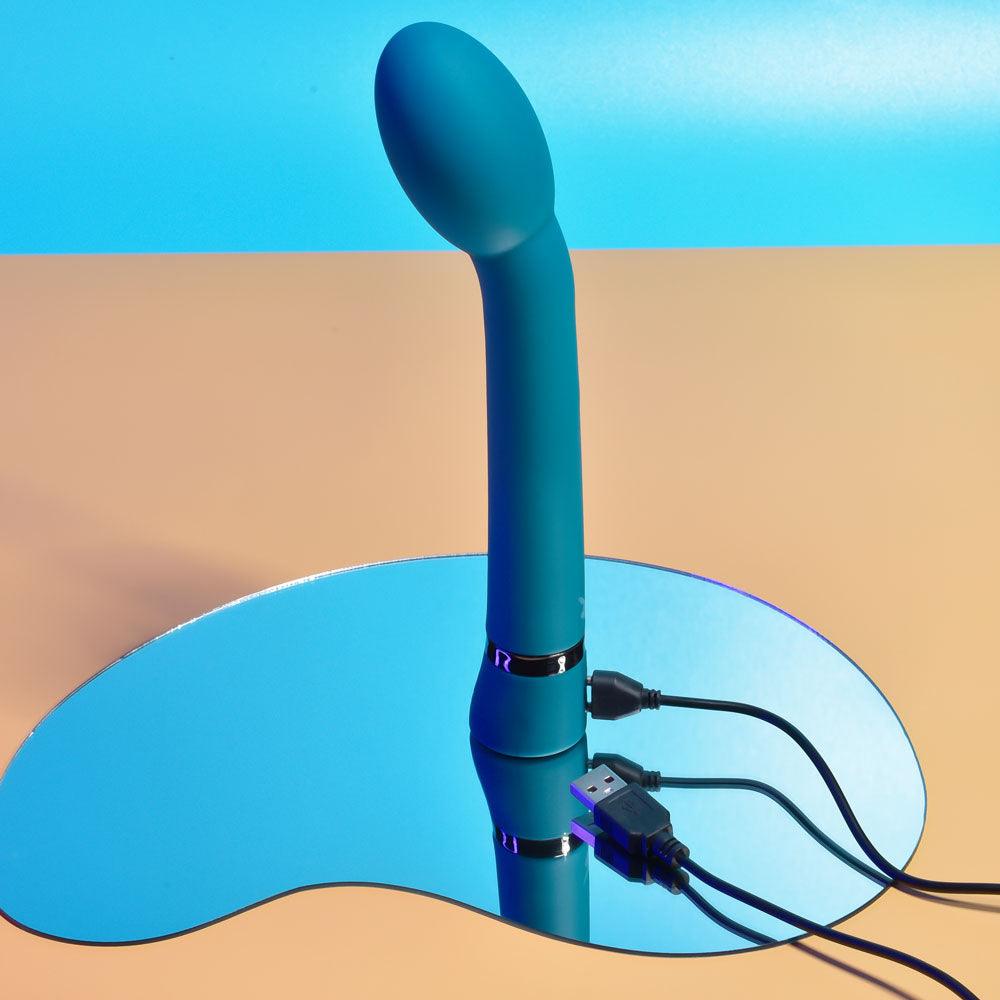 Playboy Pleasure ON THE SPOT - Blue 21.6 cm USB Rechargeable G-Spot Vibrator - PB-RS-2376-2