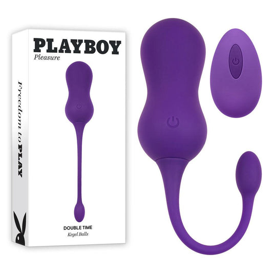 Playboy Pleasure DOUBLE TIME - Purple USB Rechargeable Vibrating Kegel Balls - PB-RS-2406-2