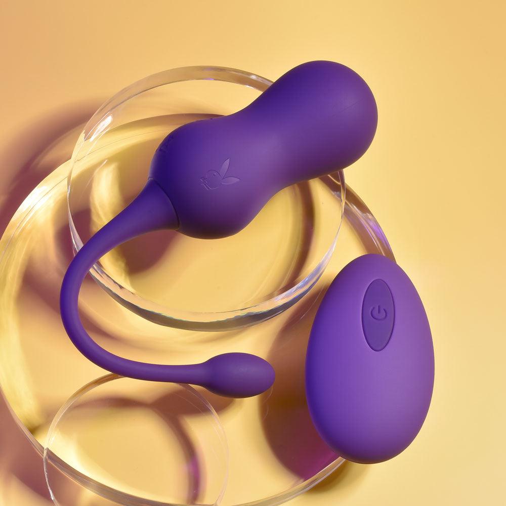 Playboy Pleasure DOUBLE TIME - Purple USB Rechargeable Vibrating Kegel Balls - PB-RS-2406-2