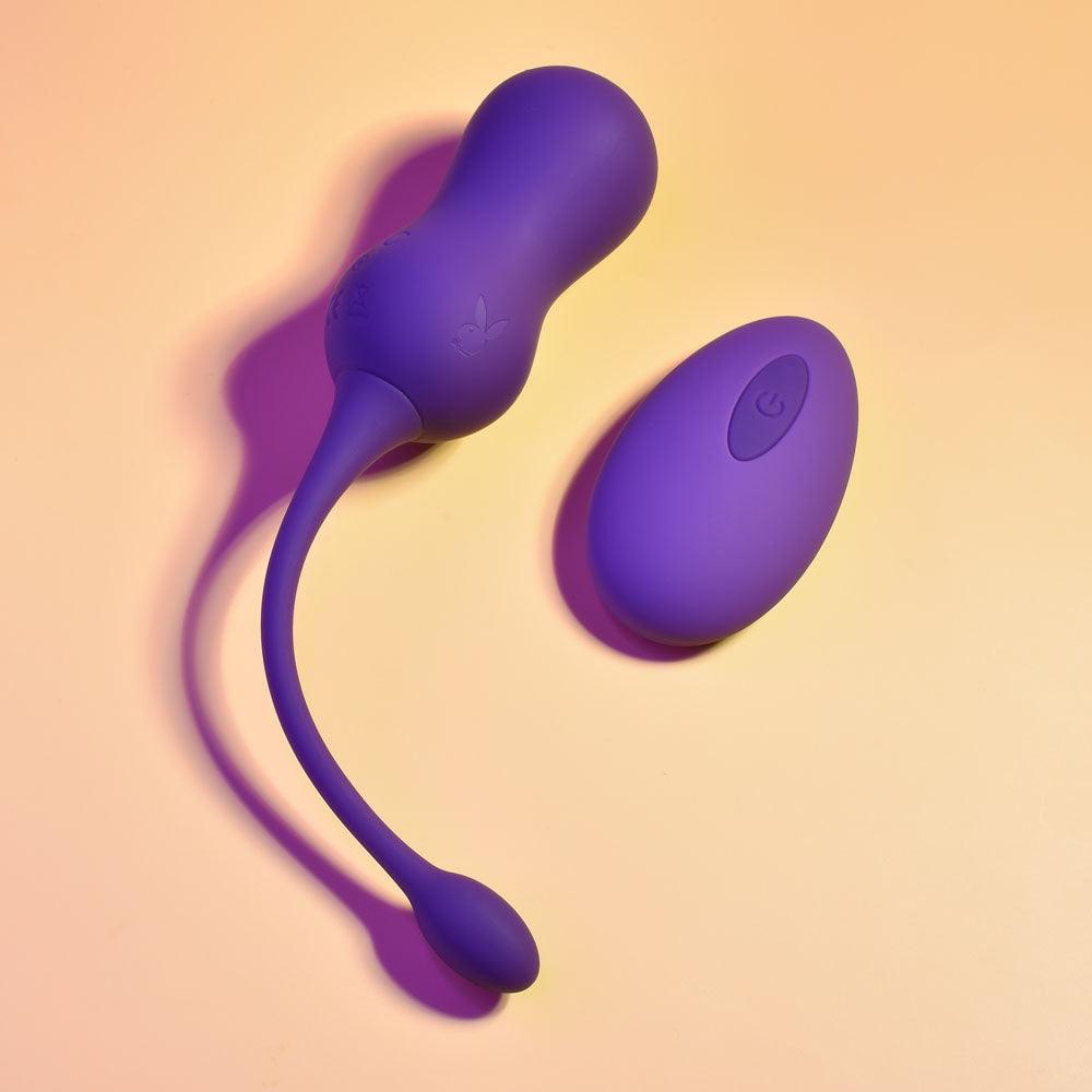 Playboy Pleasure DOUBLE TIME - Purple USB Rechargeable Vibrating Kegel Balls - PB-RS-2406-2