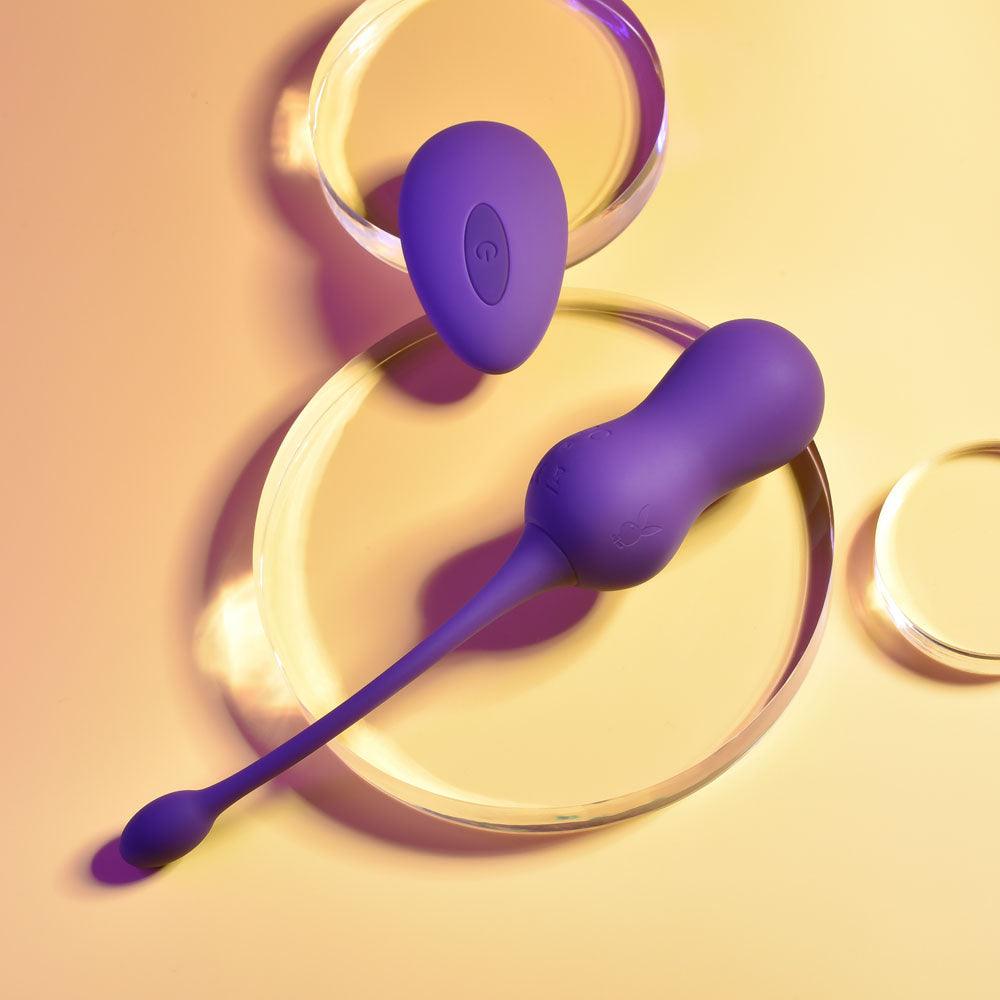 Playboy Pleasure DOUBLE TIME - Purple USB Rechargeable Vibrating Kegel Balls - PB-RS-2406-2