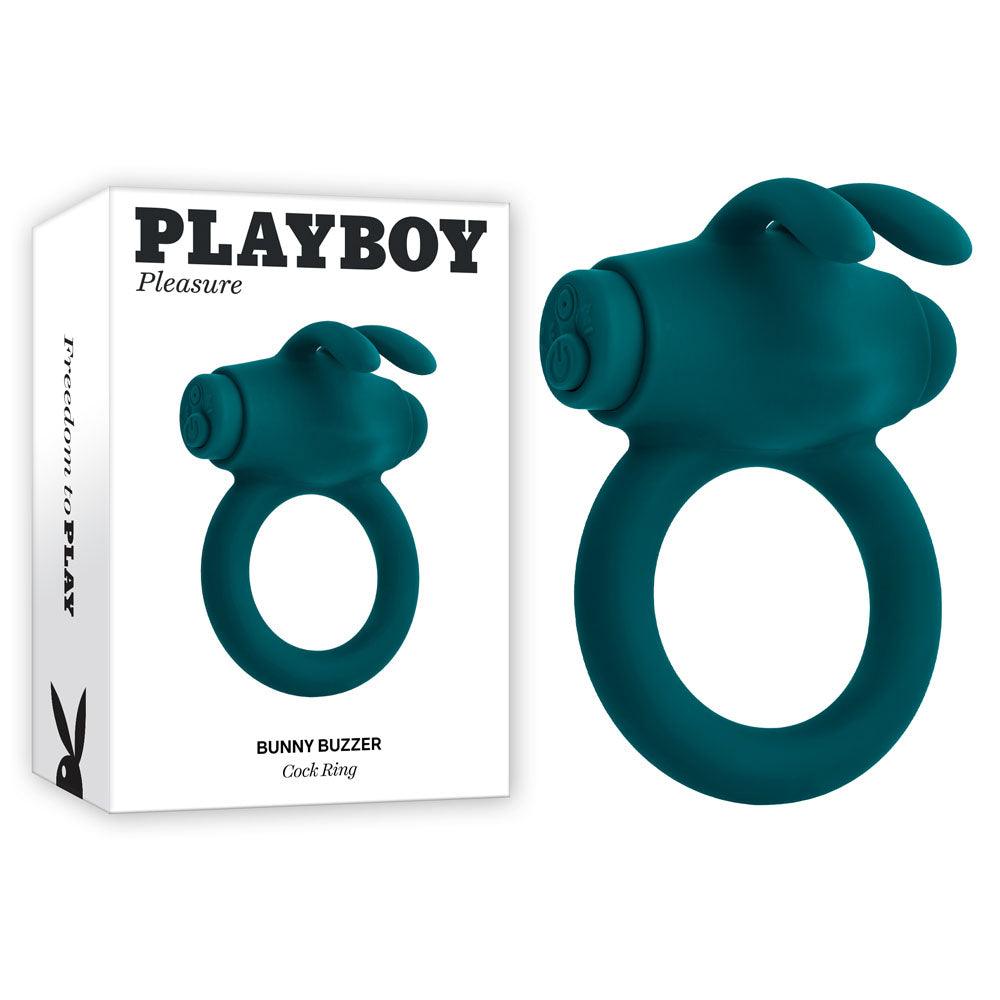 Playboy Pleasure BUNNY BUZZER - Green USB Rechargeable Vibrating Cock Ring - PB-RS-2451-2