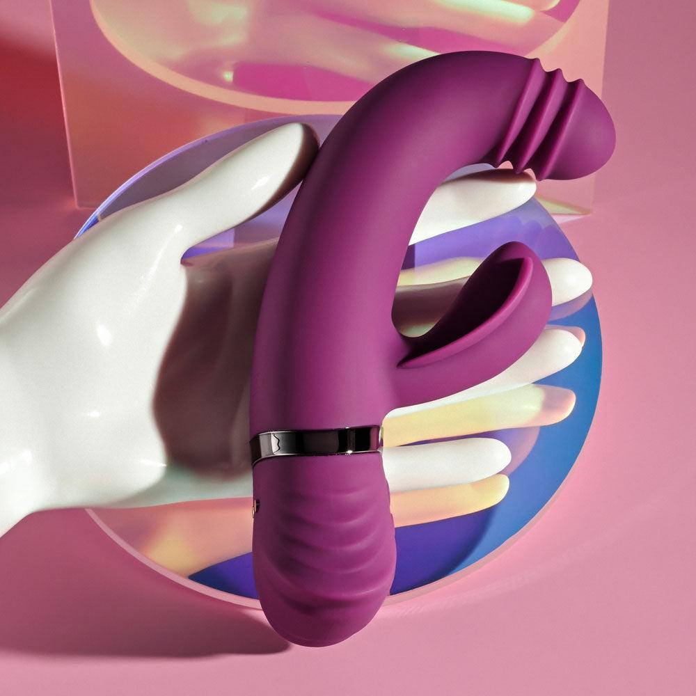 Playboy Pleasure TAP THAT - Purple 16.5 cm USB Rechargebale Rabbit Vibrator - PB-RS-3199-2