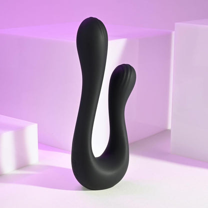 Playboy Pleasure THE SWAN - Black USB Rechargeable Dual Ended Vibrator - PB-RS-4295-2