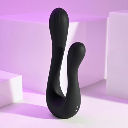 Playboy Pleasure THE SWAN - Black USB Rechargeable Dual Ended Vibrator - PB-RS-4295-2