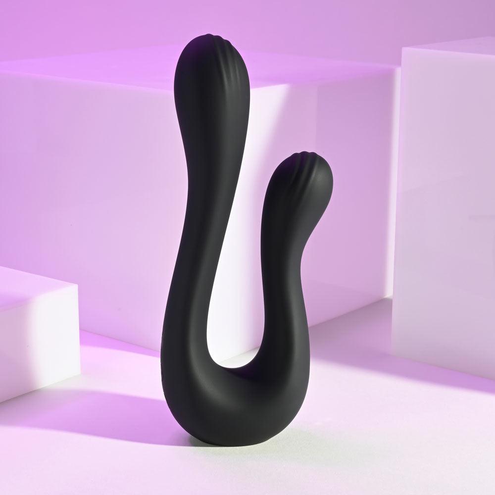 Playboy Pleasure THE SWAN - Black USB Rechargeable Dual Ended Vibrator - PB-RS-4295-2