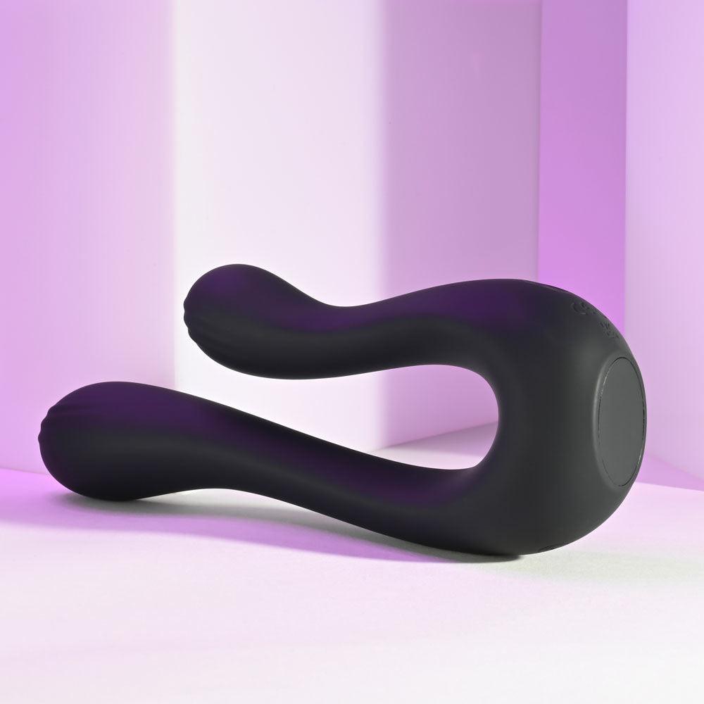 Playboy Pleasure THE SWAN - Black USB Rechargeable Dual Ended Vibrator - PB-RS-4295-2