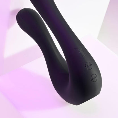 Playboy Pleasure THE SWAN - Black USB Rechargeable Dual Ended Vibrator - PB-RS-4295-2