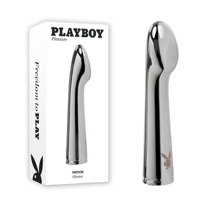 Playboy Pleasure SWOON - Chrome 14 cm USB Rechargeable Vibrator - PB-RS-4301-2