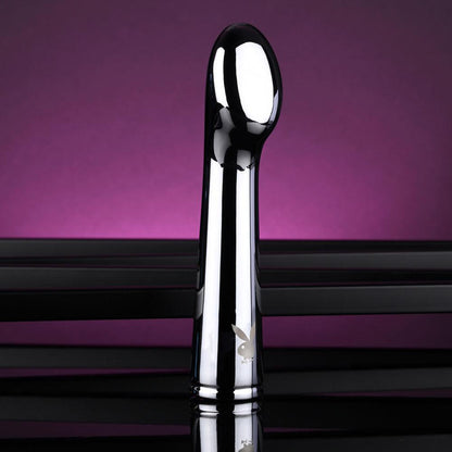 Playboy Pleasure SWOON - Chrome 14 cm USB Rechargeable Vibrator - PB-RS-4301-2