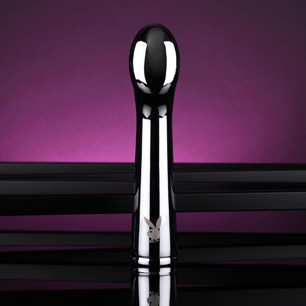 Playboy Pleasure SWOON - Chrome 14 cm USB Rechargeable Vibrator - PB-RS-4301-2