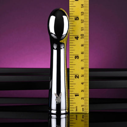 Playboy Pleasure SWOON - Chrome 14 cm USB Rechargeable Vibrator - PB-RS-4301-2