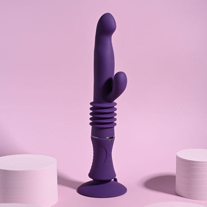 Playboy Pleasure HOPPY ENDING - Purple 29.2 cm USB Rechargeable Thrusting Rabbit Vibrator - PB-RS-4585-2