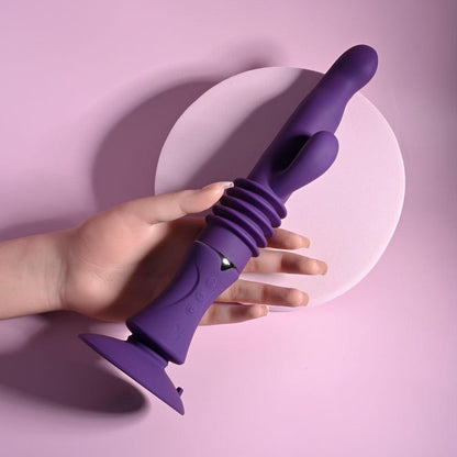 Playboy Pleasure HOPPY ENDING - Purple 29.2 cm USB Rechargeable Thrusting Rabbit Vibrator - PB-RS-4585-2