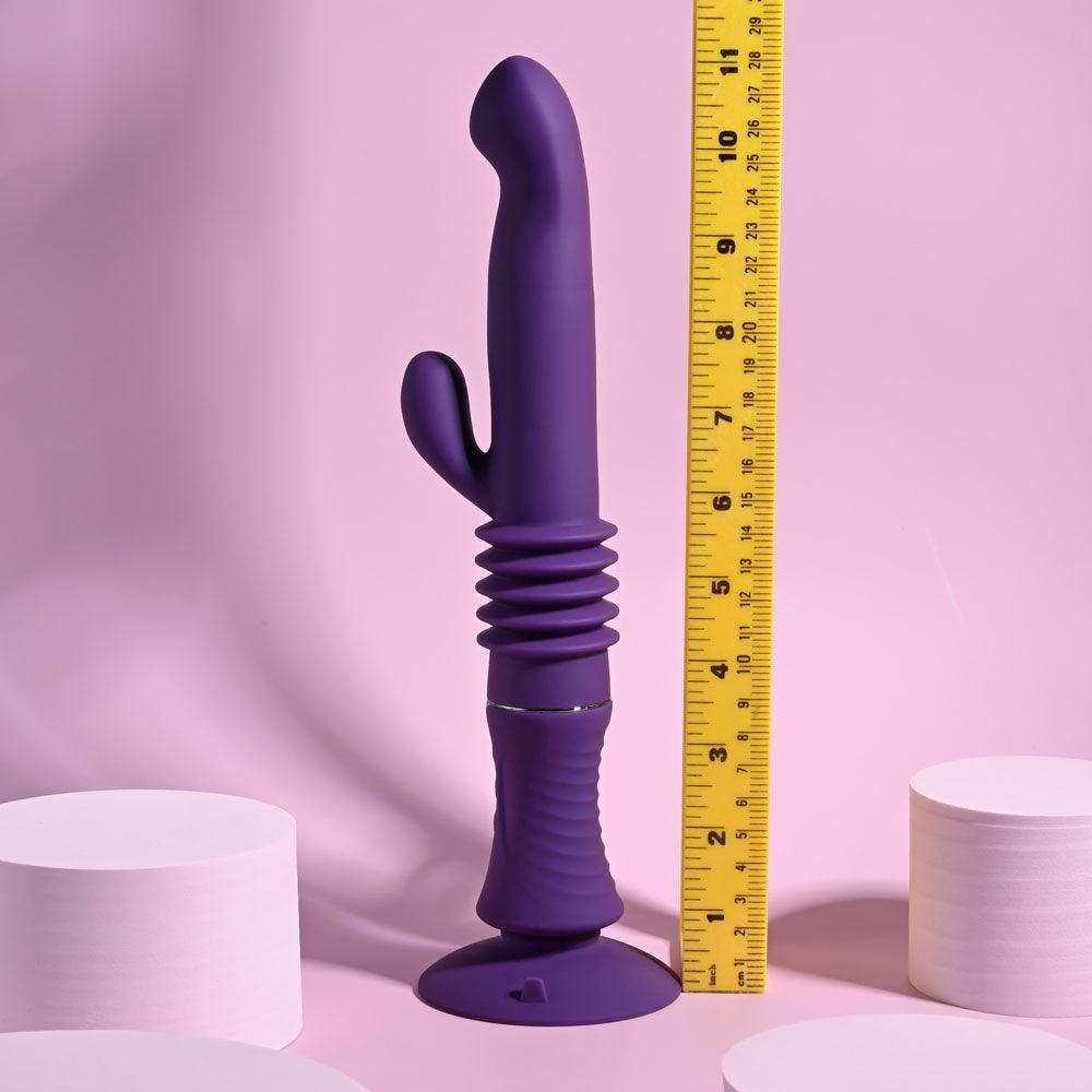 Playboy Pleasure HOPPY ENDING - Purple 29.2 cm USB Rechargeable Thrusting Rabbit Vibrator - PB-RS-4585-2