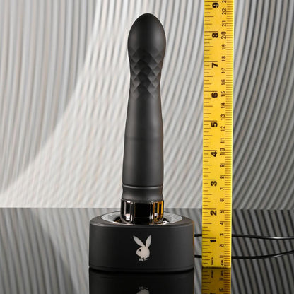 Playboy Pleasure PLEASURE ZONE - Black 21.4 cm Rechargeable Vibrator with USB Charging Dock - PB-RS-4639-2