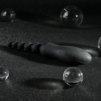 Playboy Pleasure LET IT BEAD - Black 23.1 cm USB Rechargeable Vibrating Anal Beads with Clitoral Suction - PB-RS-4684-2