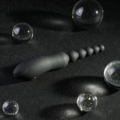 Playboy Pleasure LET IT BEAD - Black 23.1 cm USB Rechargeable Vibrating Anal Beads with Clitoral Suction - PB-RS-4684-2