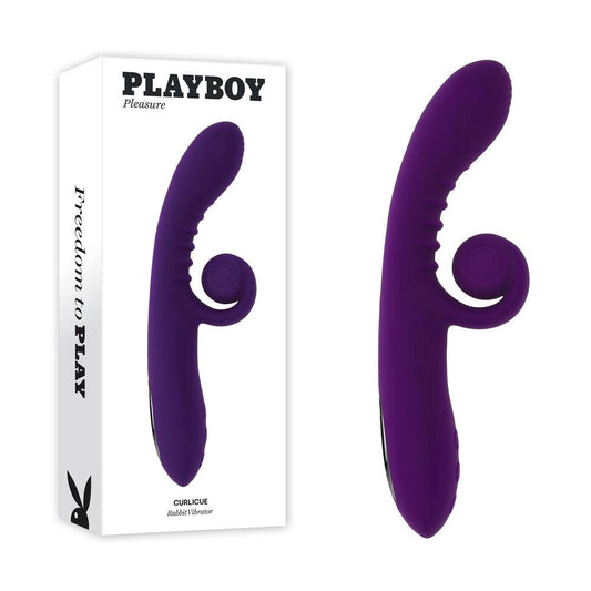 Playboy CURLICUE - Purple 23.5 cm USB Rechargeable Rabbit Vibrator - PB-RS-4707-2