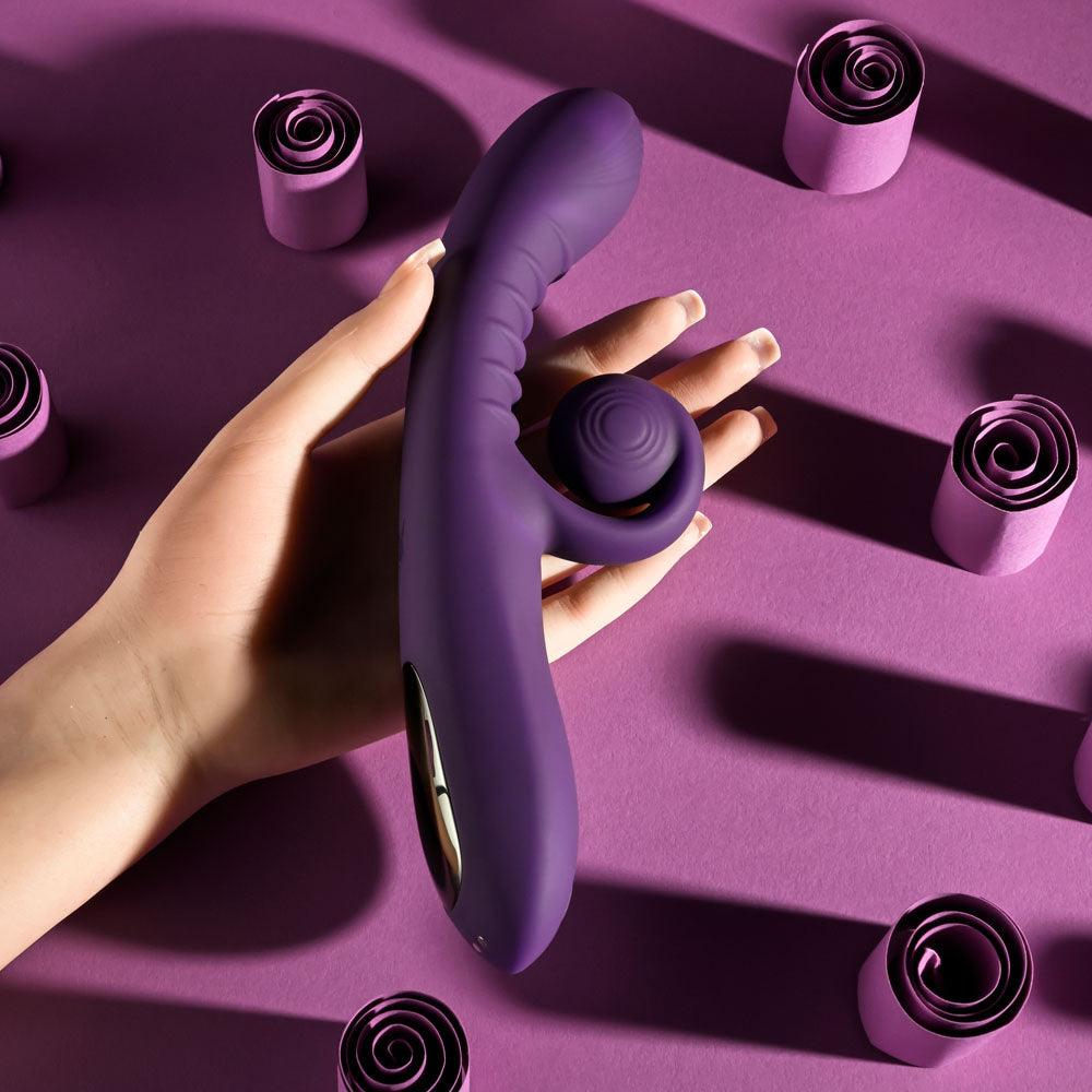 Playboy CURLICUE - Purple 23.5 cm USB Rechargeable Rabbit Vibrator - PB-RS-4707-2