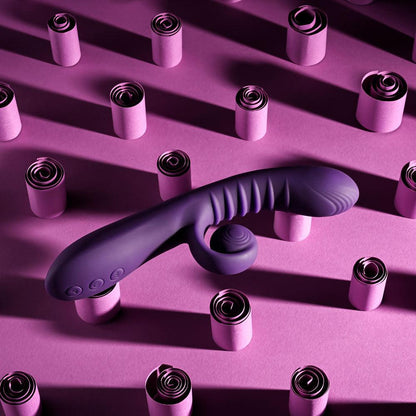 Playboy CURLICUE - Purple 23.5 cm USB Rechargeable Rabbit Vibrator - PB-RS-4707-2