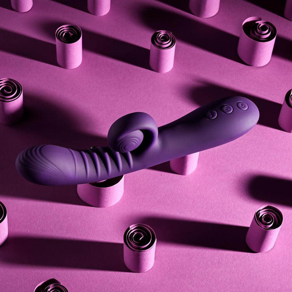 Playboy CURLICUE - Purple 23.5 cm USB Rechargeable Rabbit Vibrator - PB-RS-4707-2