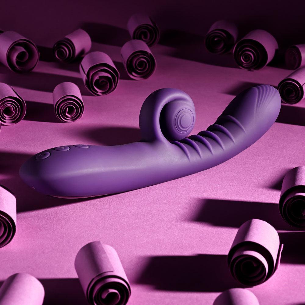 Playboy CURLICUE - Purple 23.5 cm USB Rechargeable Rabbit Vibrator - PB-RS-4707-2