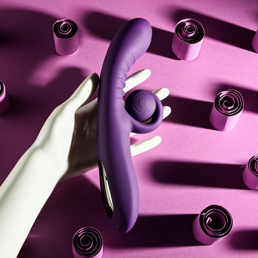 Playboy CURLICUE - Purple 23.5 cm USB Rechargeable Rabbit Vibrator - PB-RS-4707-2